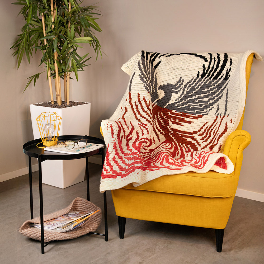 Rise Above Phoenix Overlay Mosaic Throw Blanket Pattern