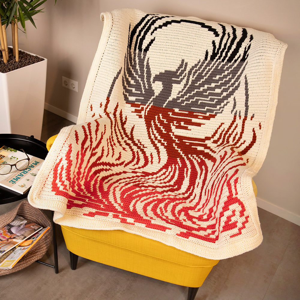 Rise Above Phoenix Overlay Mosaic Throw Blanket Pattern
