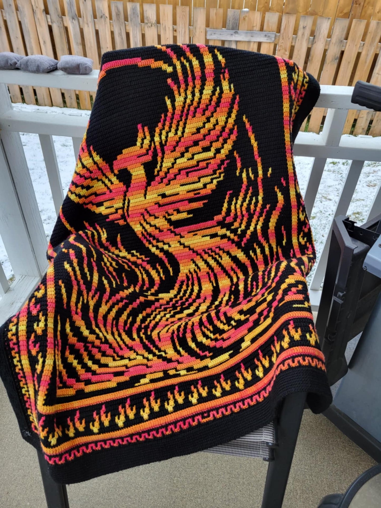 Rise Above Phoenix Overlay Mosaic Throw Blanket Pattern