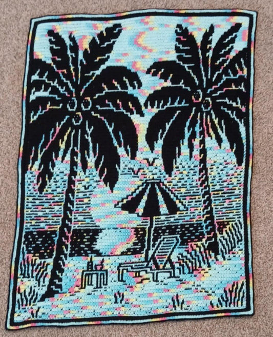 Tropical Treat Overlay Mosaic Crochet Throw Blanket Pattern