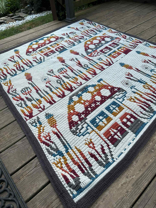 Paddenstoel Cottage Overlay Mozaïekpatroon