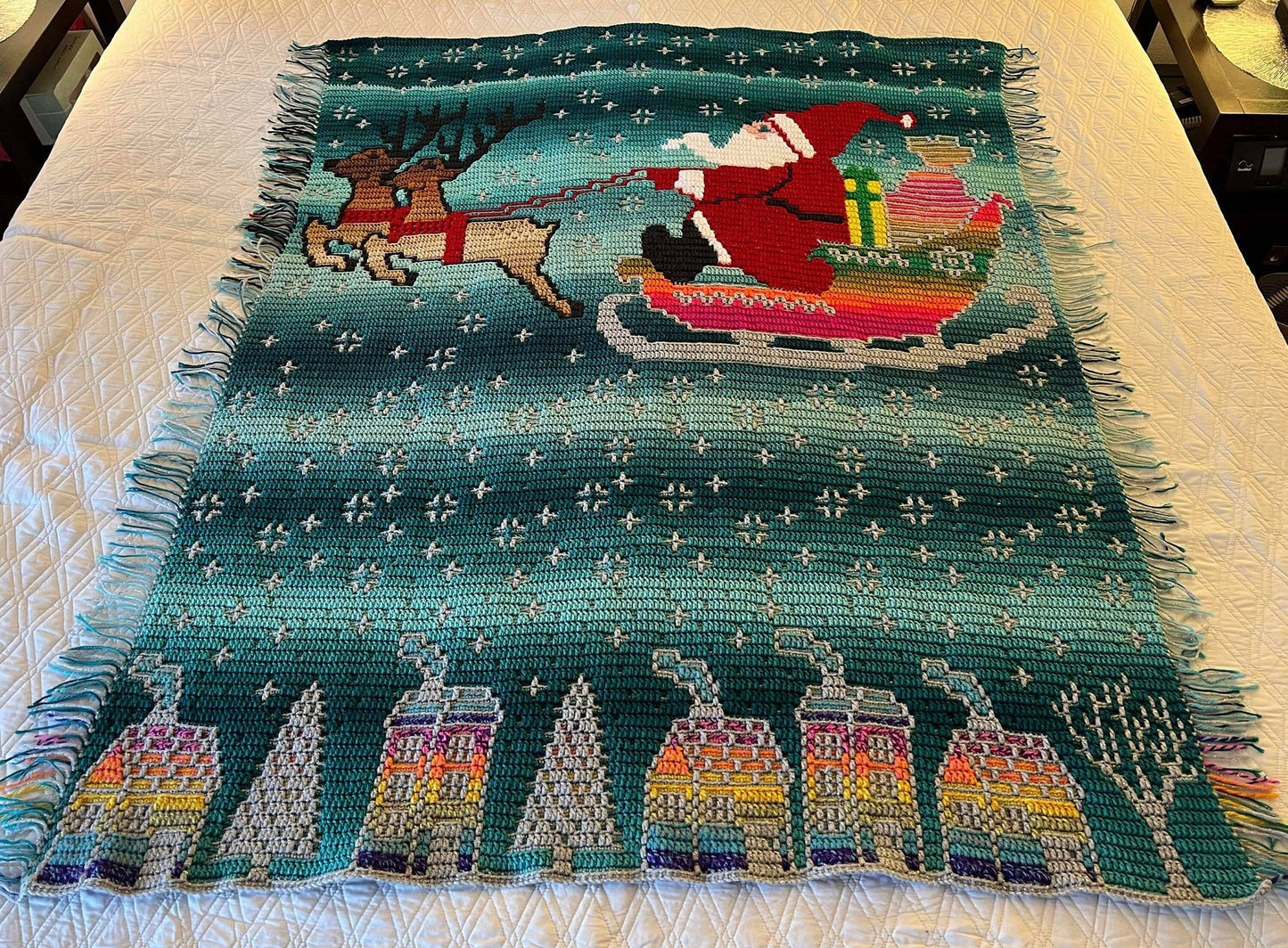 Mozaïek haakpatroon voor overlay met bezoek van de Kerstman