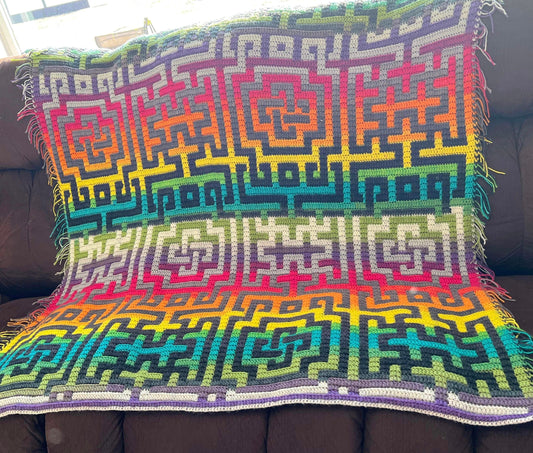 Keltisch labyrint overlay mozaïek haakpatroon