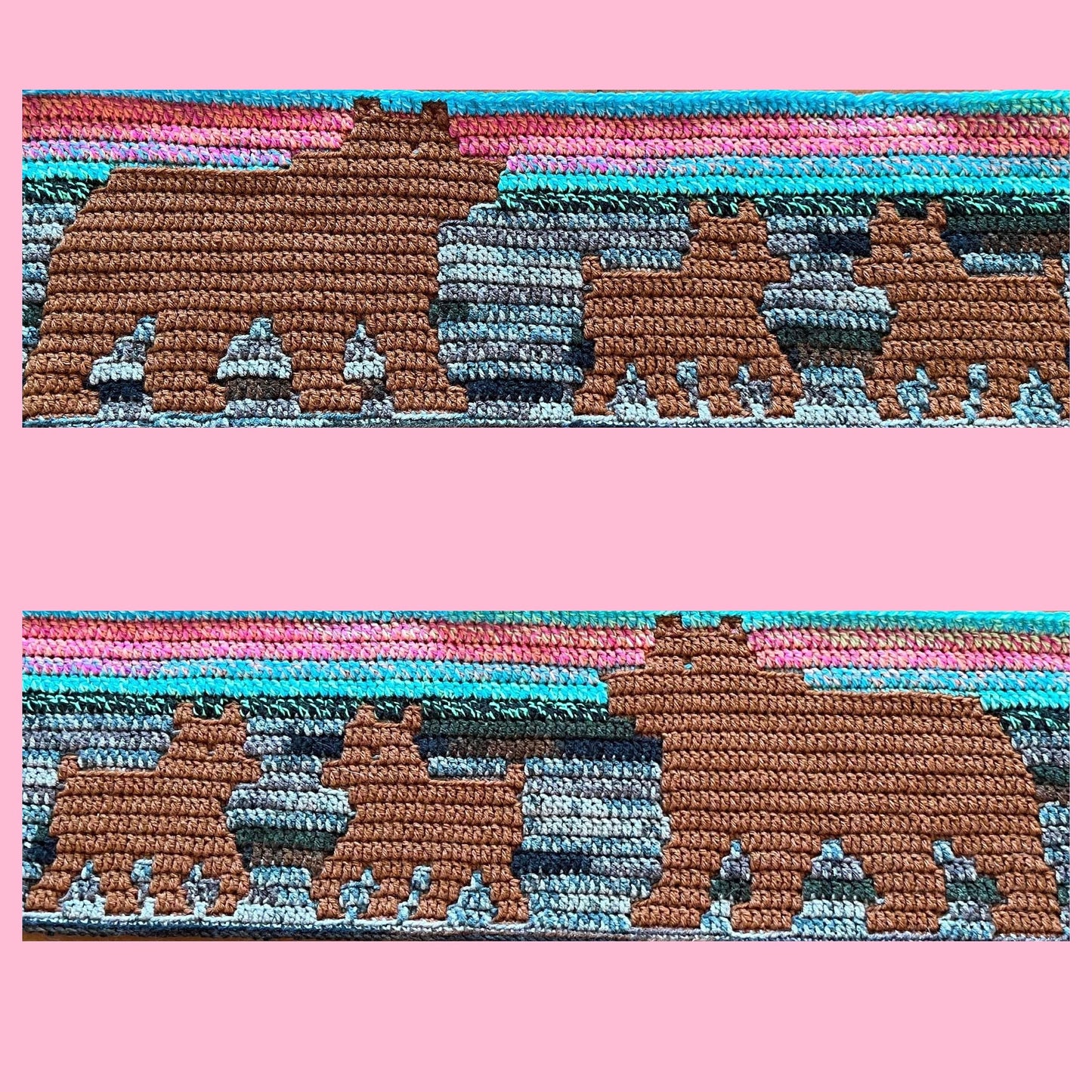 Beary schattig familie overlay mozaïek haakpatroon