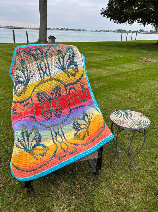 Vlinder filigraan overlay mozaïek deken patroon