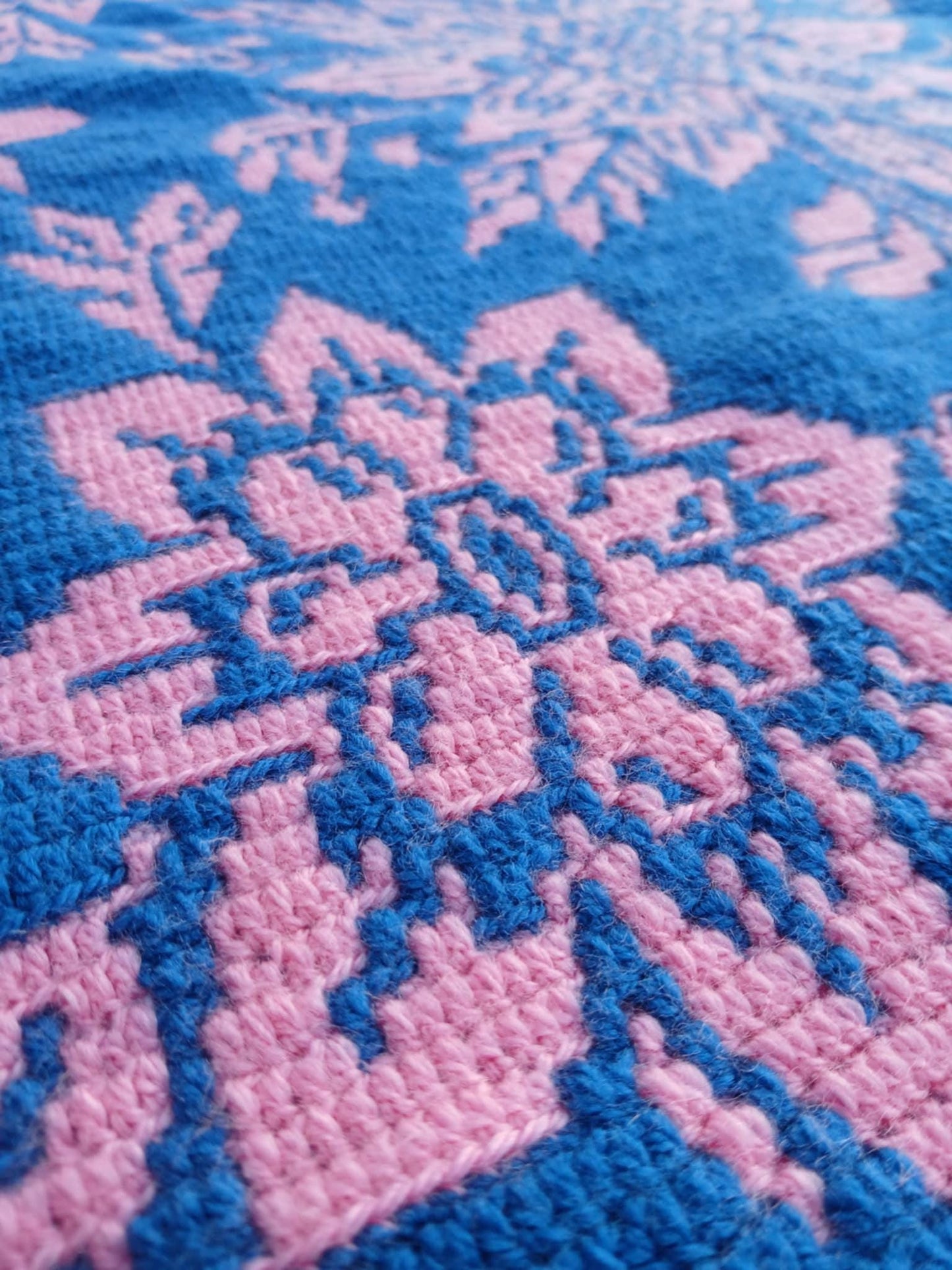 Nordic Bloom Overlay Mosaic Crochet Floral Blanket Pattern