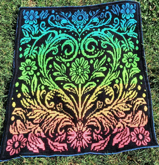 Hidden Hearts Overlay Mosaic Crochet Blanket Pattern