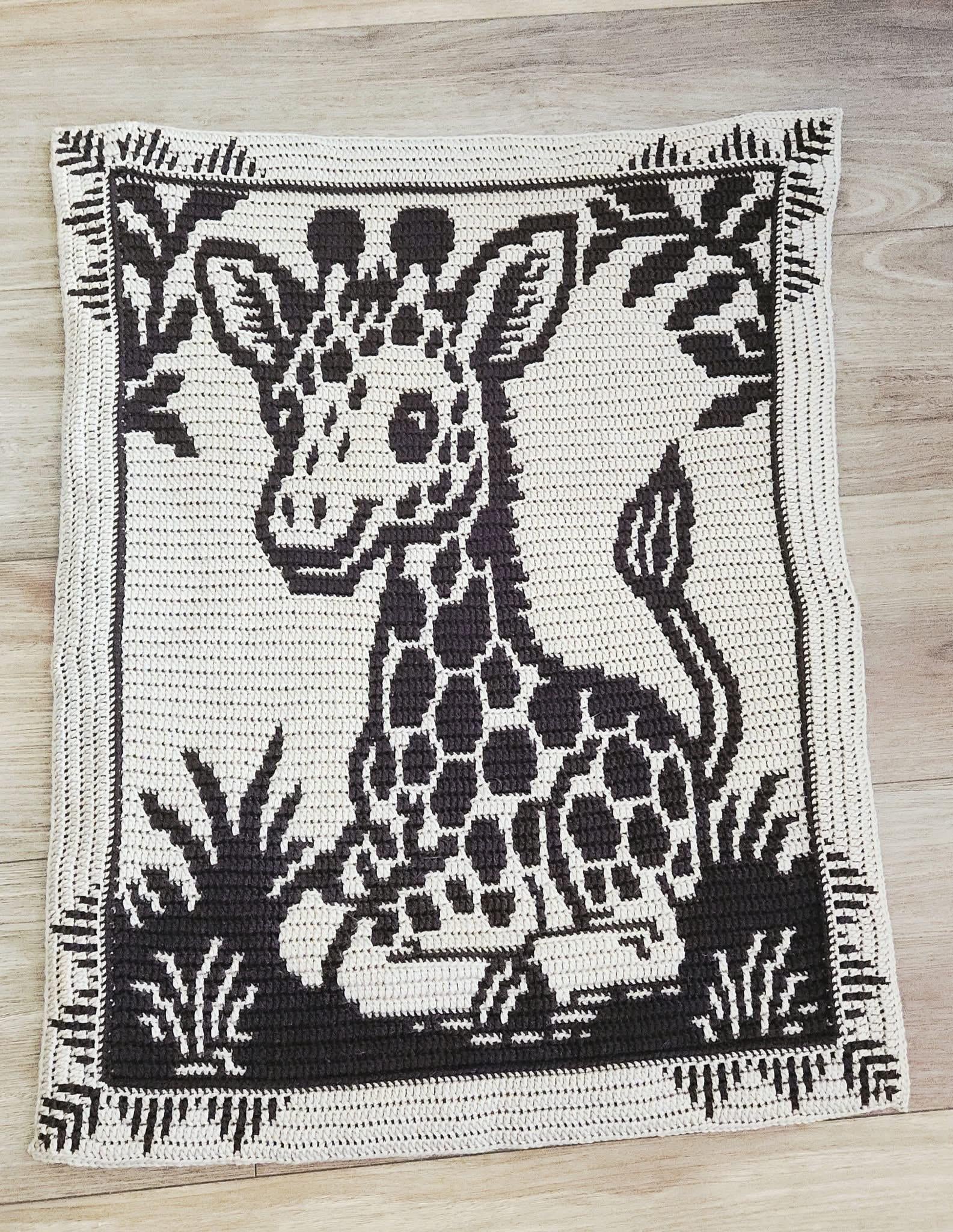 Little Sprout Giraffe Overlay Mosaic Baby Blanket Crochet Pattern