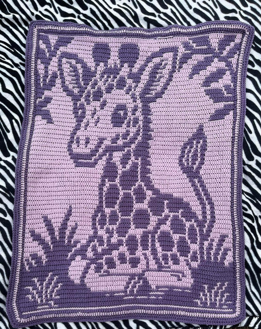 Little Sprout Giraffe Overlay Mosaic Baby Blanket Crochet Pattern