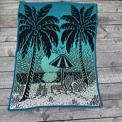 Tropical Treat Overlay Mosaic Crochet Throw Blanket Pattern