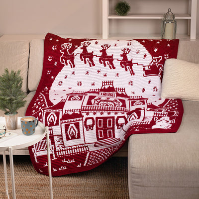 Heartwarming Hilltop Holiday House Overlay Mosaic Crochet Blanket Pattern