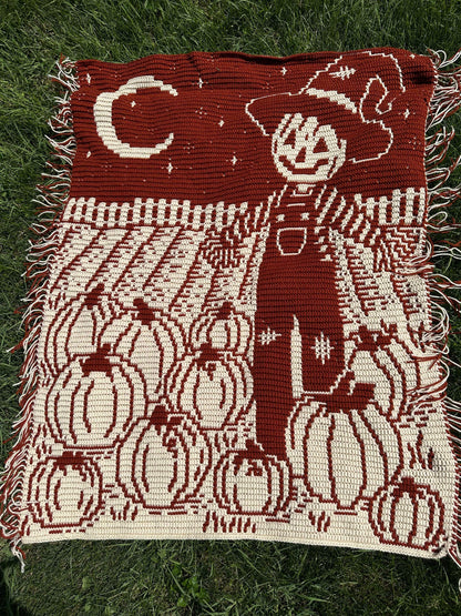 Harvest Helper Overlay Mosaic Scarecrow Throw Size Blanket Crochet Pattern