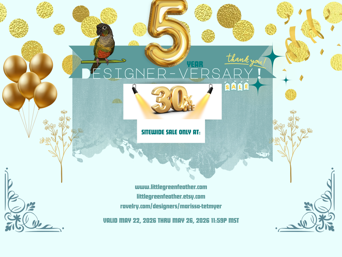 Little Green Feather 5 year designer-versary sale