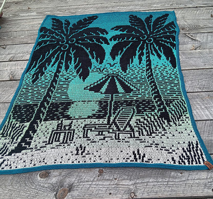 Tropical Treat Overlay Mosaic Crochet Throw Blanket Pattern