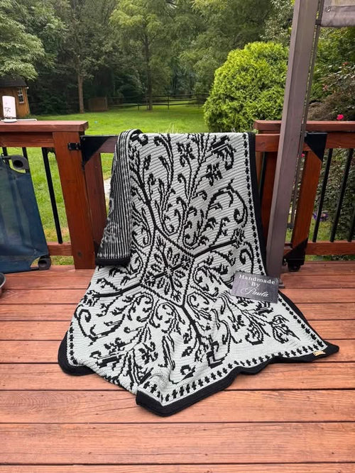 Antique Scrollwork Overlay Mosaic Crochet Blanket Pattern