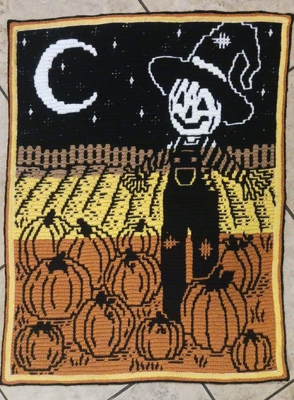 Harvest Helper Overlay Mosaic Scarecrow Throw Size Blanket Crochet Pattern