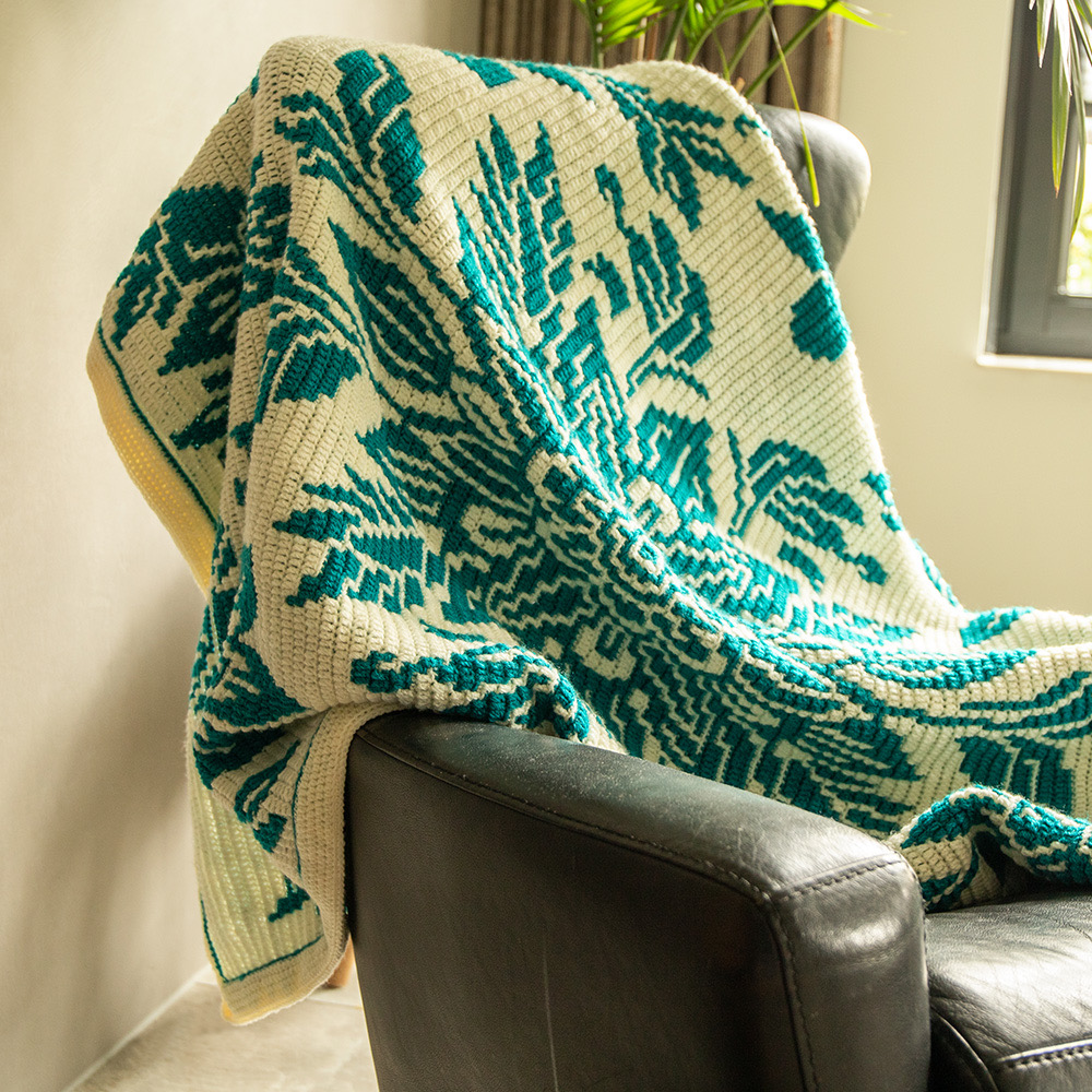 Nordic Bloom Overlay Mosaic Crochet Floral Blanket Pattern