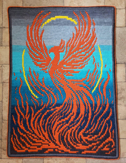 Rise Above Phoenix Overlay Mosaic Throw Blanket Pattern