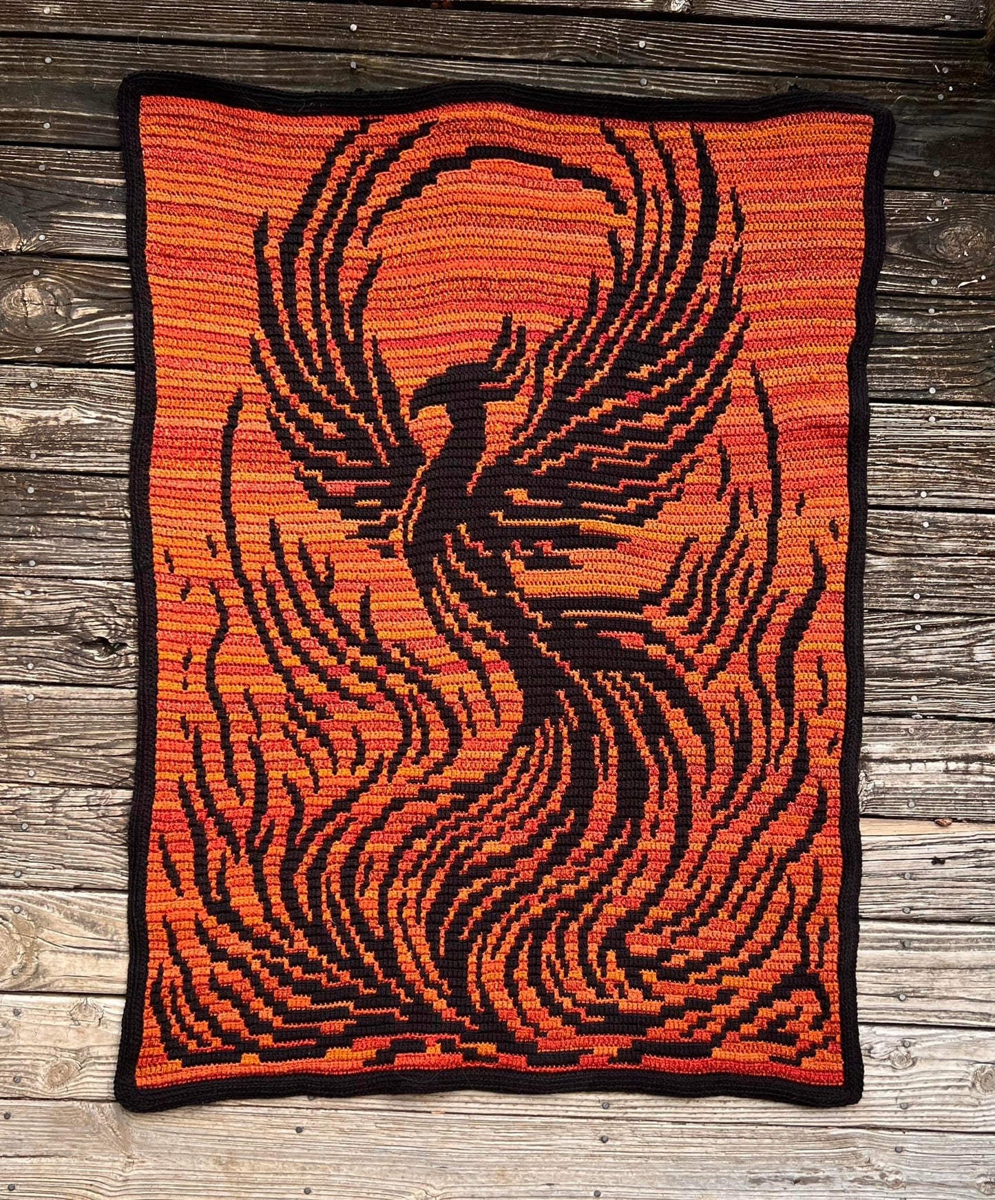 Rise Above Phoenix Overlay Mosaic Throw Blanket Pattern