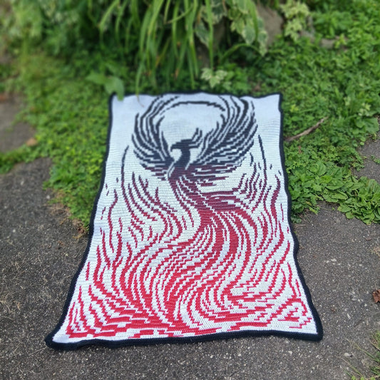 Rise Above Phoenix Overlay Mosaic Throw Blanket Pattern