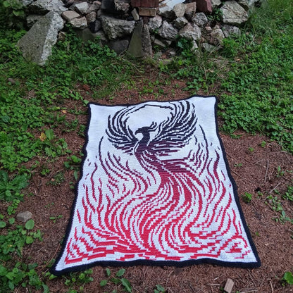 Rise Above Phoenix Overlay Mosaic Throw Blanket Pattern