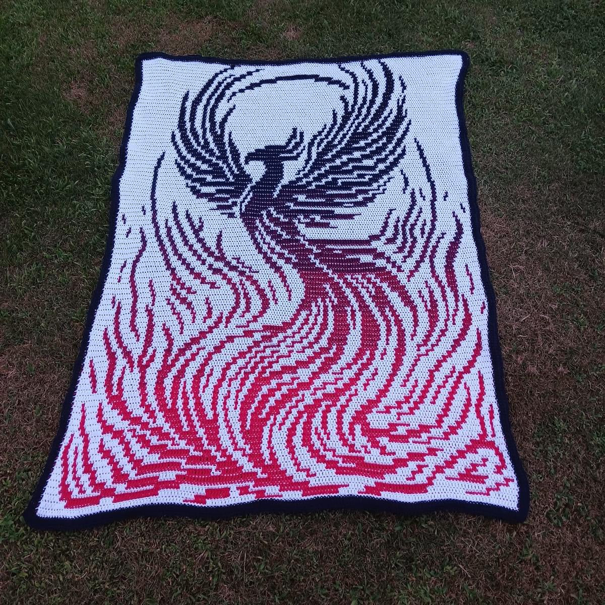 Rise Above Phoenix Overlay Mosaic Throw Blanket Pattern