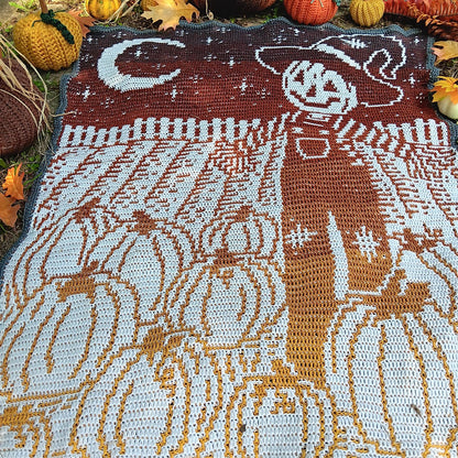 Harvest Helper Overlay Mosaic Scarecrow Throw Size Blanket Crochet Pattern