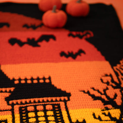 Haunted Hilltop Horror House Overlay Mosaic Crochet Pattern