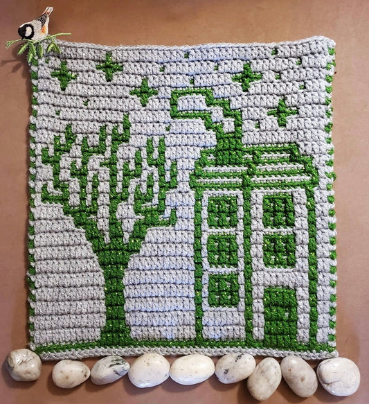 Patrón de crochet de mosaico superpuesto de casas de invierno