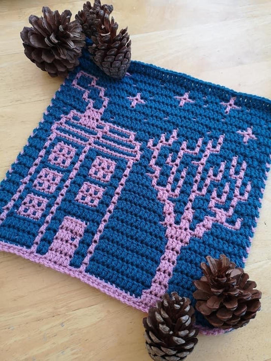 Patrón de crochet de mosaico superpuesto de casas de invierno