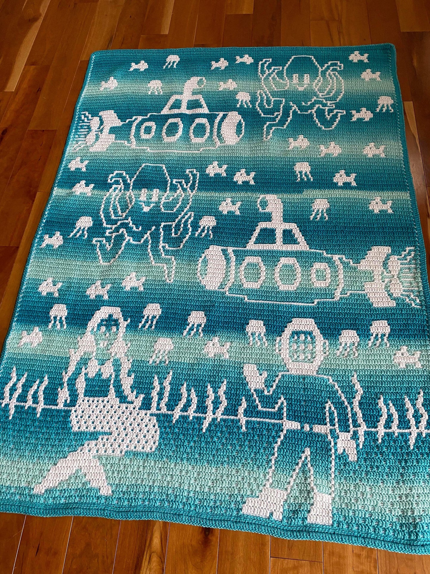 Undersea Adventure Overlay Mosaic Crochet Blanket Pattern