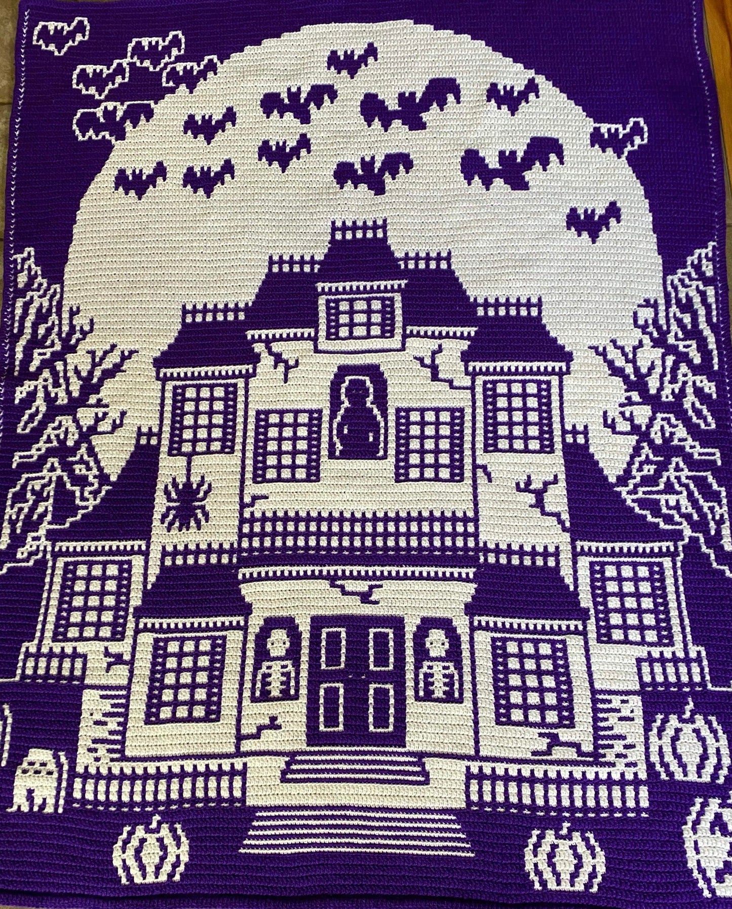 Haunted Hilltop Horror House Overlay Mosaic Crochet Pattern