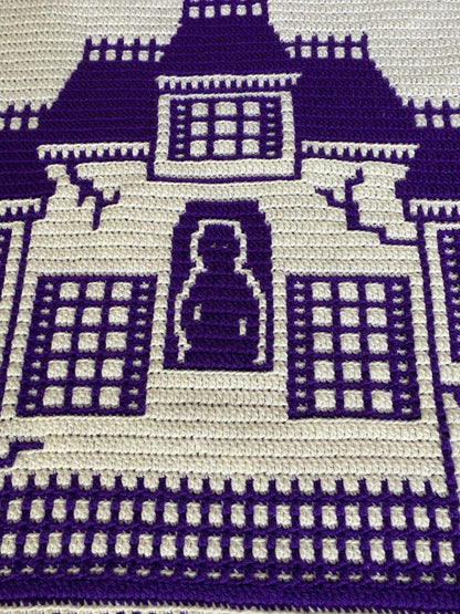 Haunted Hilltop Horror House Overlay Mosaic Crochet Pattern