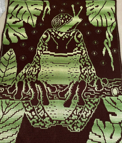 Forest Frog Overlay Mosaic Crochet Blanket Pattern