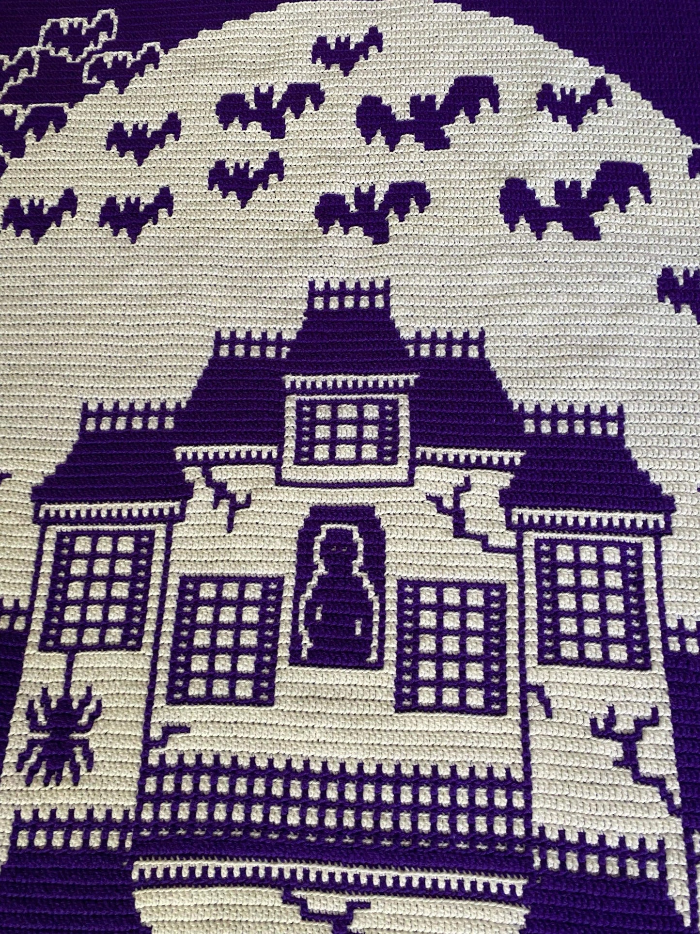 Haunted Hilltop Horror House Overlay Mosaic Crochet Pattern