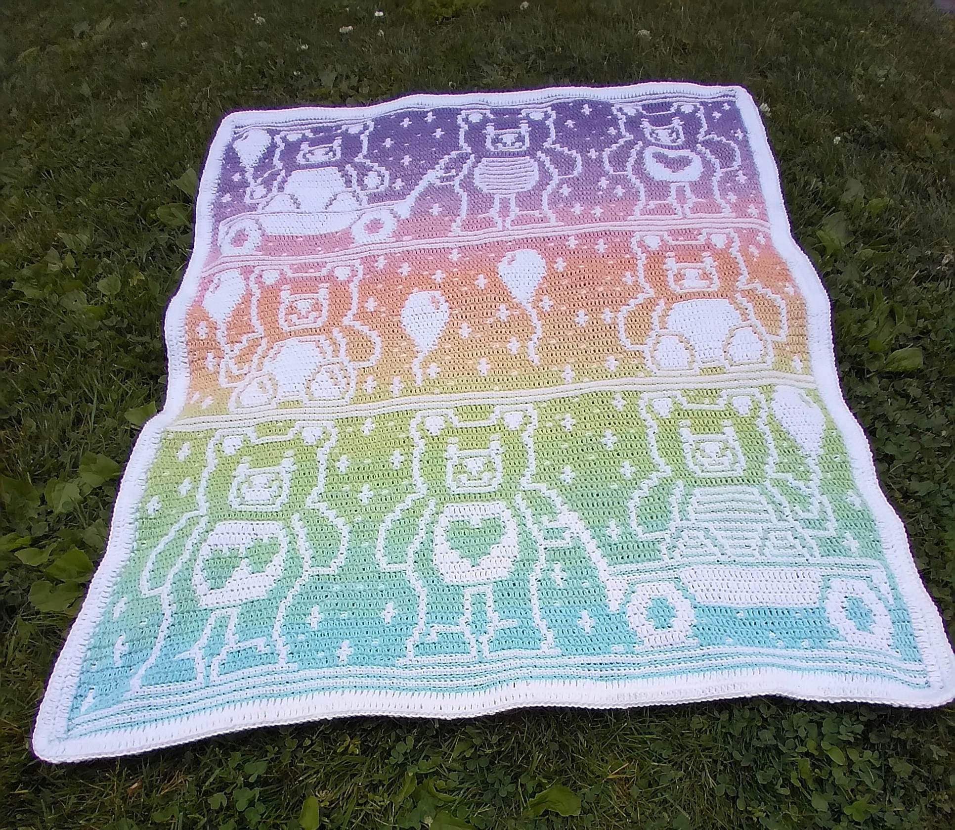 Teddy Bear Parade Overlay Mosaic Crochet Pattern