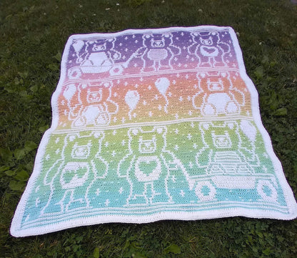 Teddy Bear Parade Overlay Mosaic Crochet Pattern