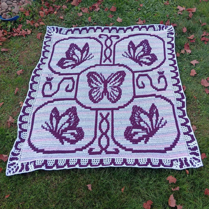 Butterfly Filigree Overlay Mosaic Blanket Pattern