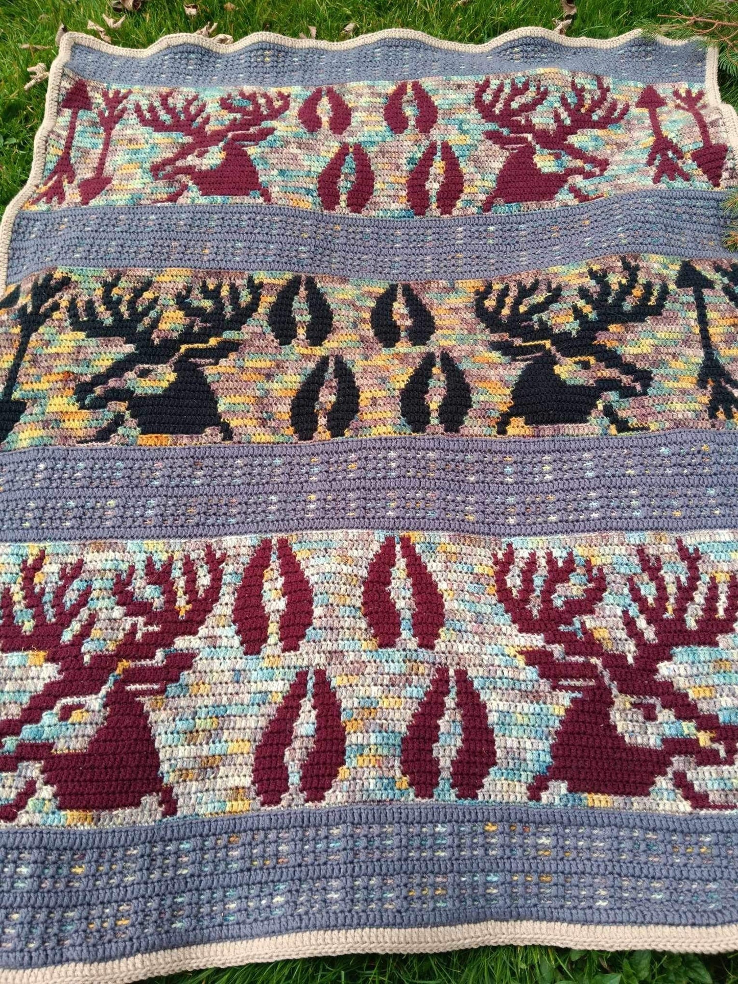 Cozy Cabin Elk and Arrows Overlay Mosaic Crochet Pattern Set