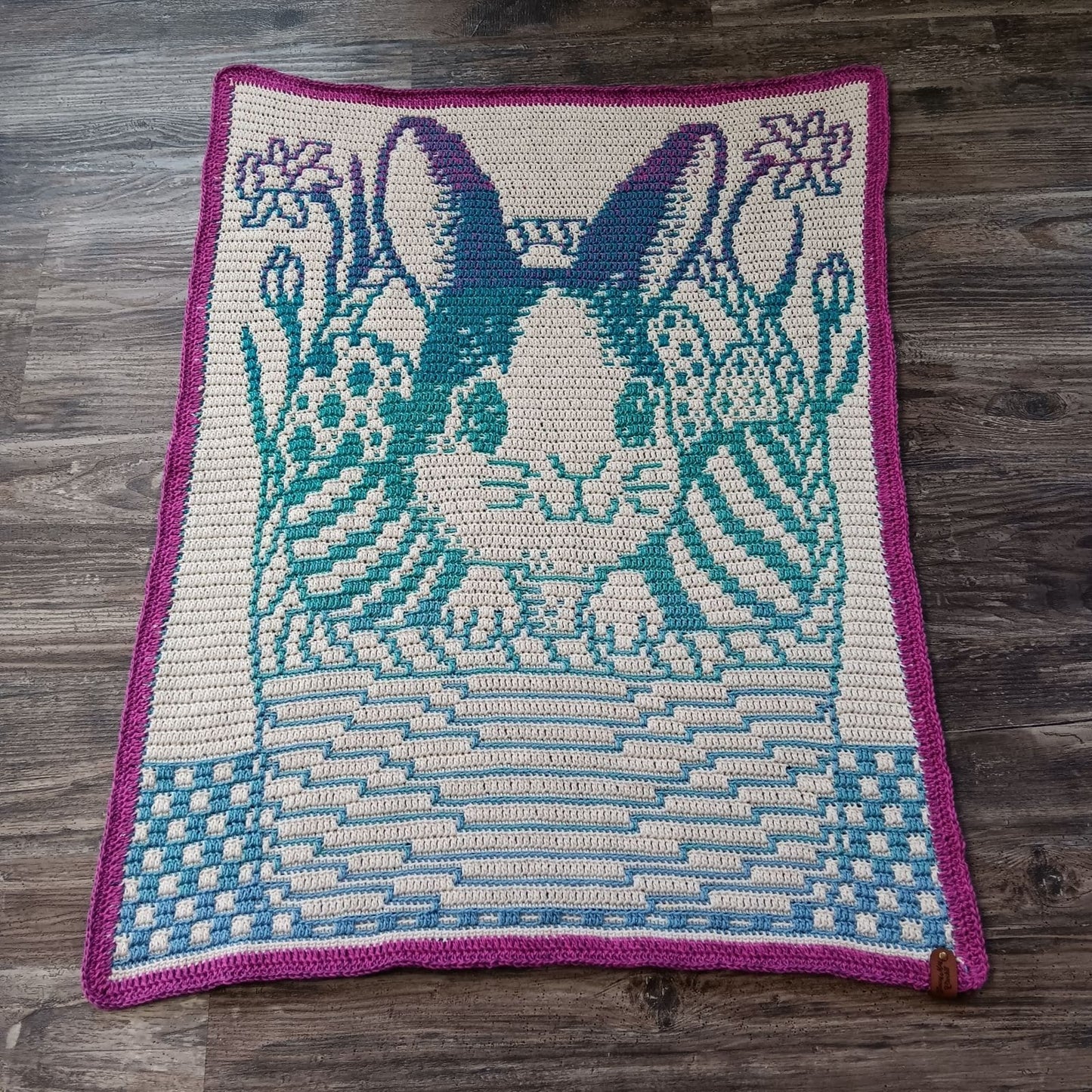 Bunny Surprise Overlay Mosaic Crochet Baby/Toddler Blanket Pattern (Includes NL)