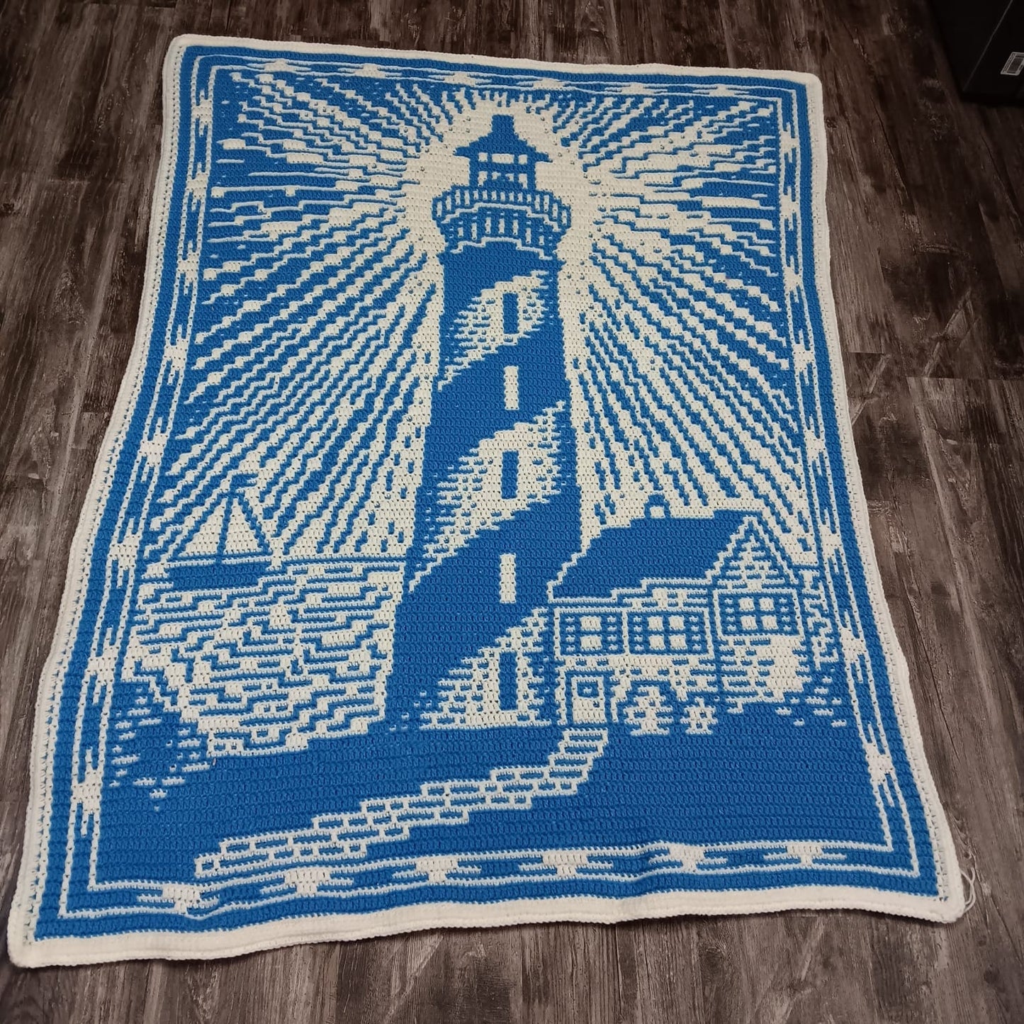 Lonely Lighthouse Overlay Mosaic Crochet Blanket Pattern