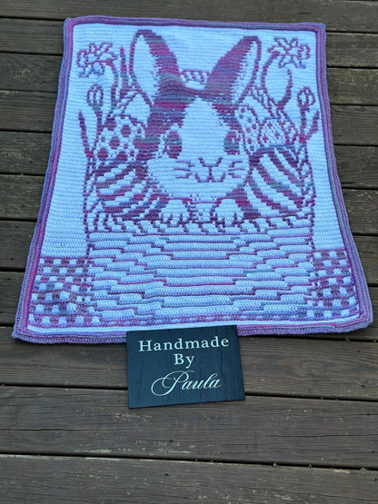 Bunny Surprise Overlay Mosaic Crochet Baby/Toddler Blanket Pattern