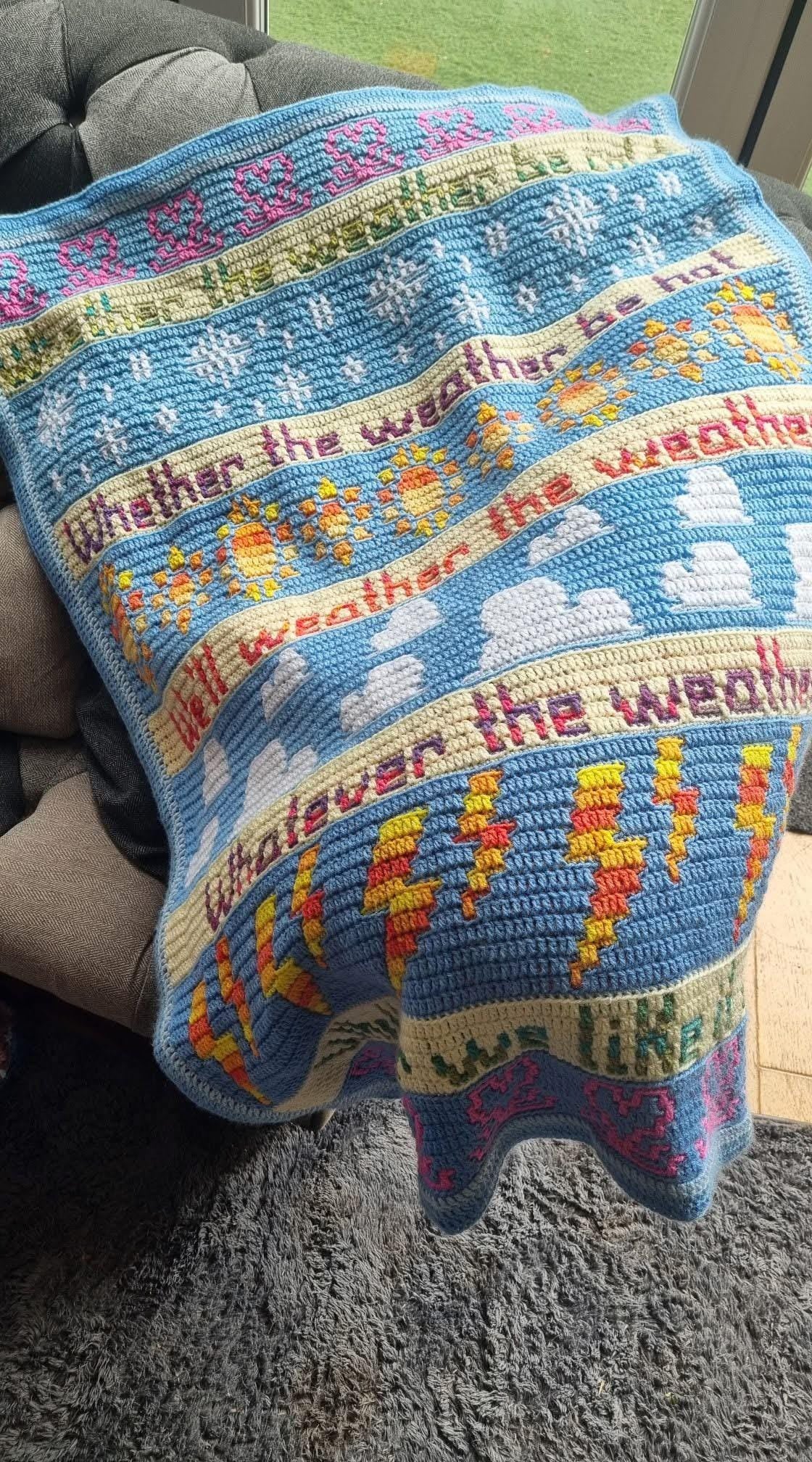 Whatever The Weather Overlay Mosaic Crochet Throw Pattern