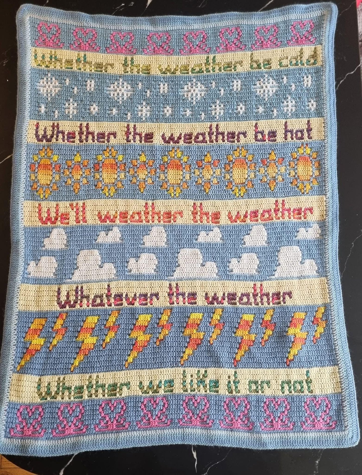 Whatever The Weather Overlay Mosaic Crochet Throw Pattern