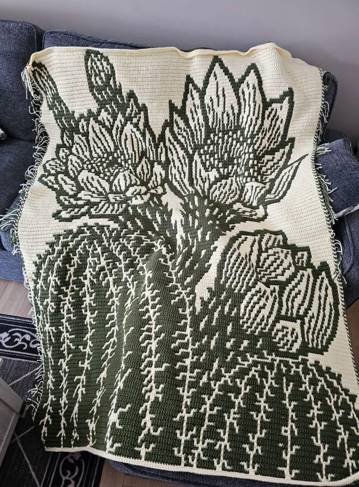 Sonoran Blossom Overlay Mosaic Crochet Blanket Pattern