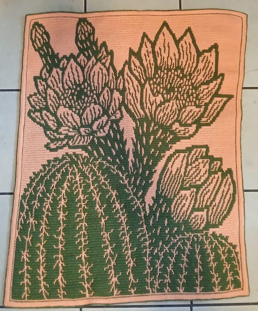 Sonoran Blossom Overlay Mosaic Crochet Blanket Pattern