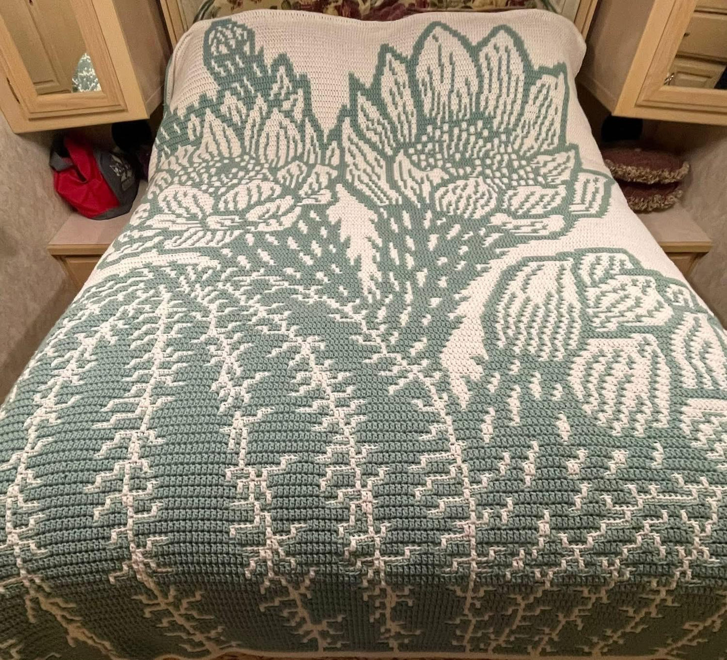 Sonoran Blossom Overlay Mosaic Crochet Blanket Pattern