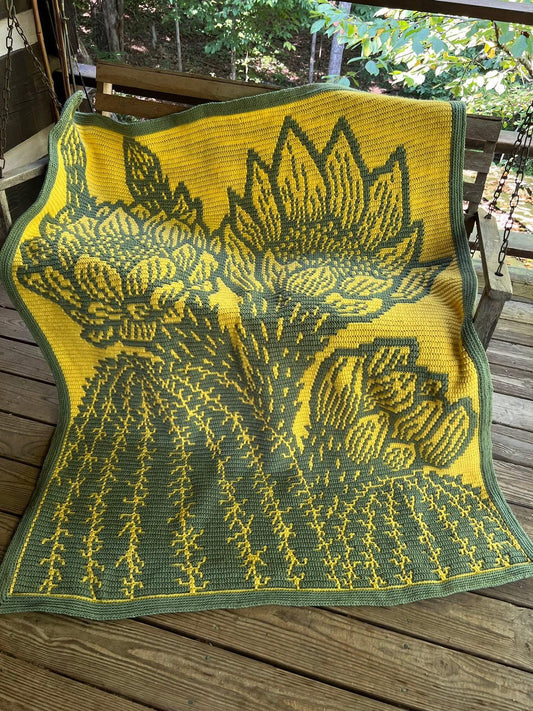Sonoran Blossom Overlay Mosaic Crochet Blanket Pattern