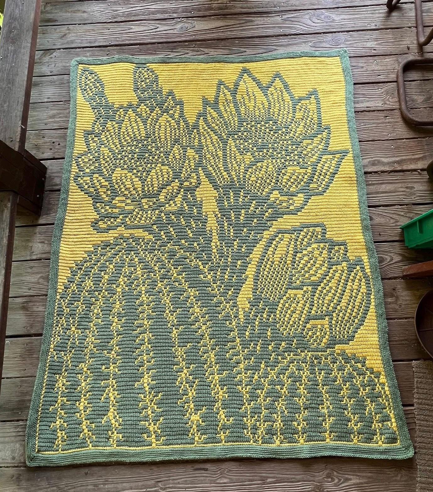 Sonoran Blossom Overlay Mosaic Crochet Blanket Pattern