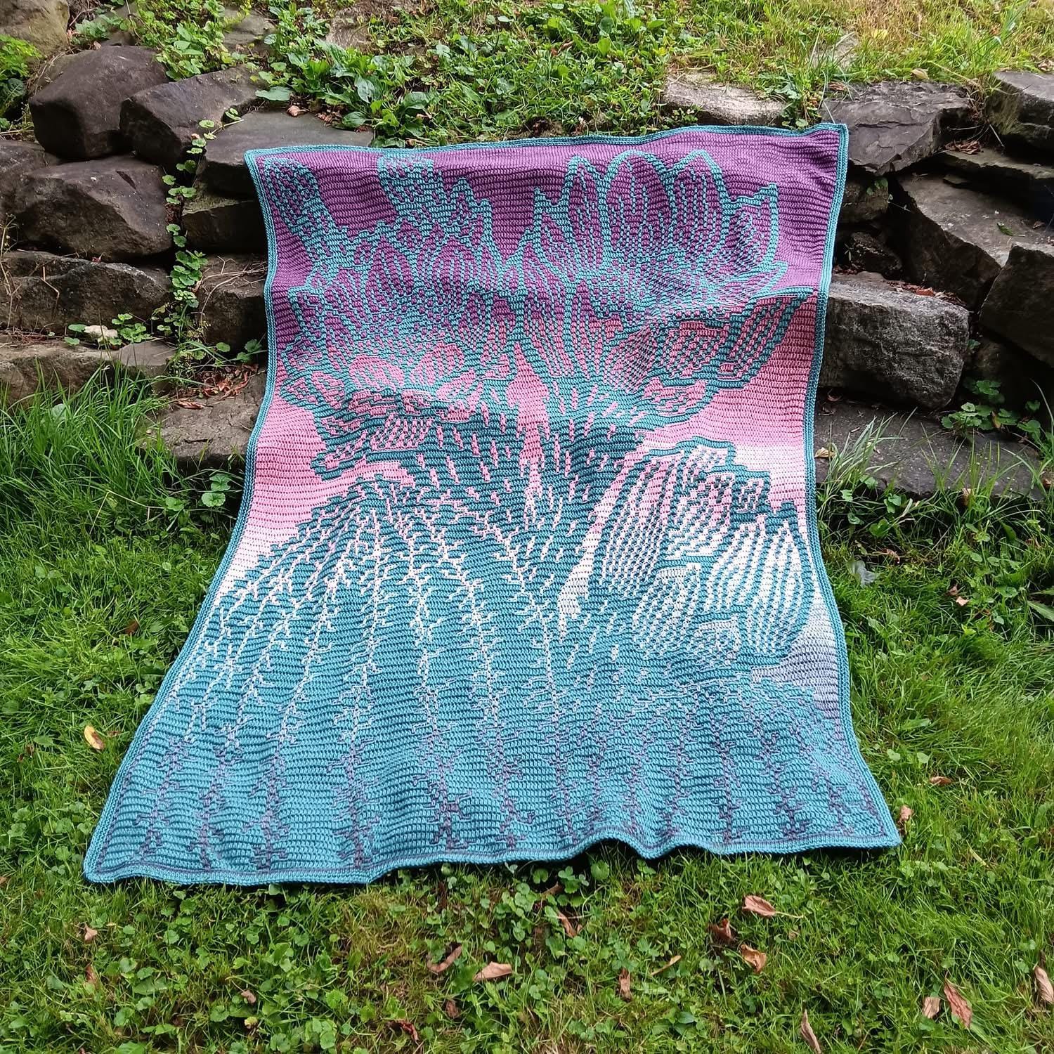 Sonoran Blossom Overlay Mosaic Crochet Blanket Pattern